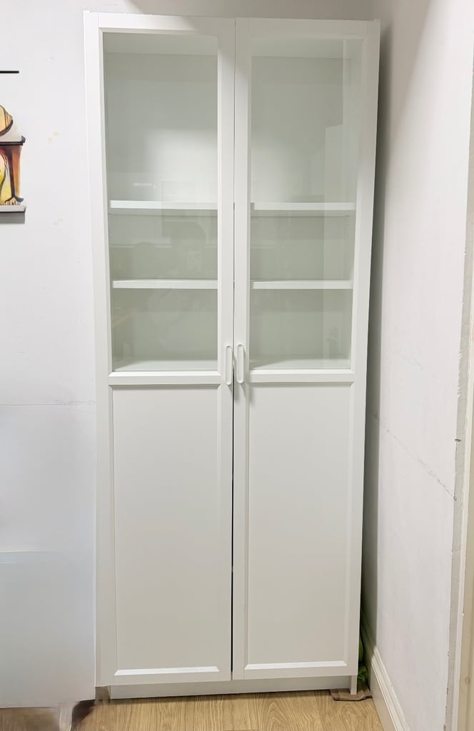 image for IKEA BILLY / OXBERG Bookcase with panel/glass doors, white, 80x30x202cm