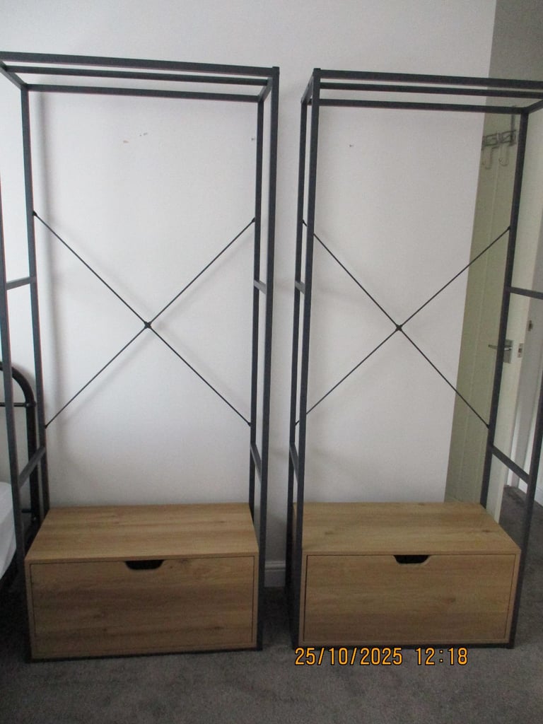 2 Argos Clothes Rails With Deep Oak Draw.