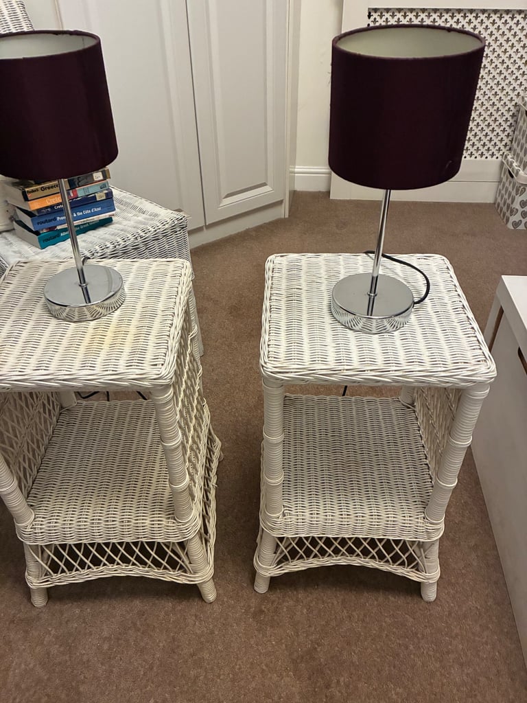 Two rattan bedside tables