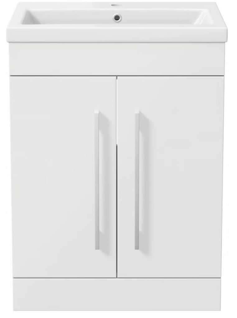 Brand New - Bathroom White Gloss Vanity Unit 