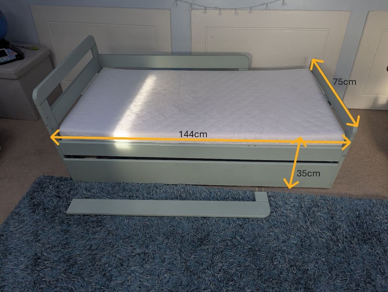 Pine Home Ellis Toddler Bed with Drawer + John Lewis Mattress