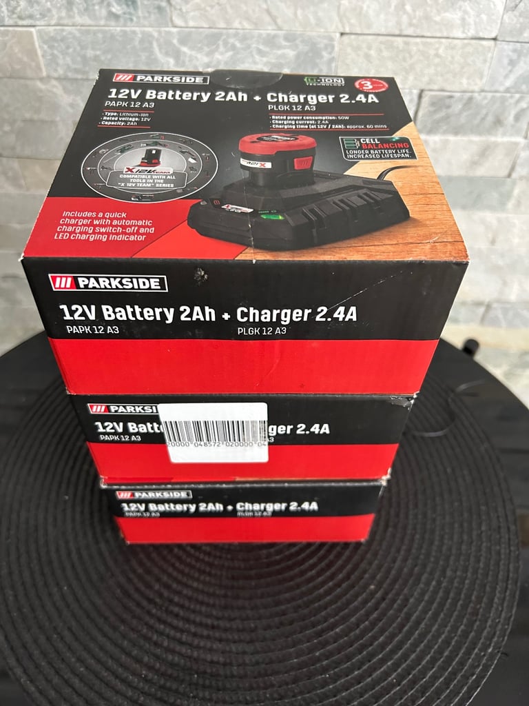 image for 12v battery and charger parkside brand new £10 each 