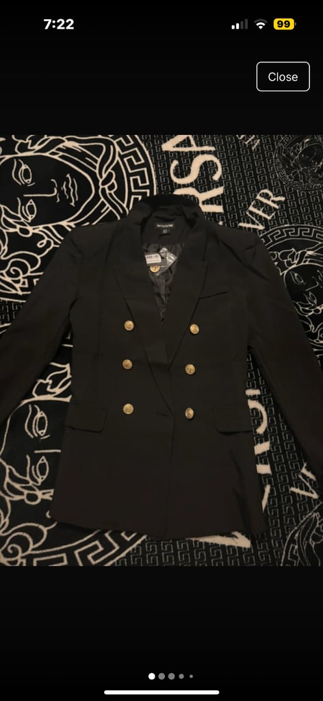 image for PLT black woven double breasted military style blazer 