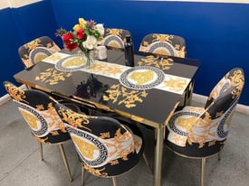 Unique Greek Design Glass Dining Table with Chairs