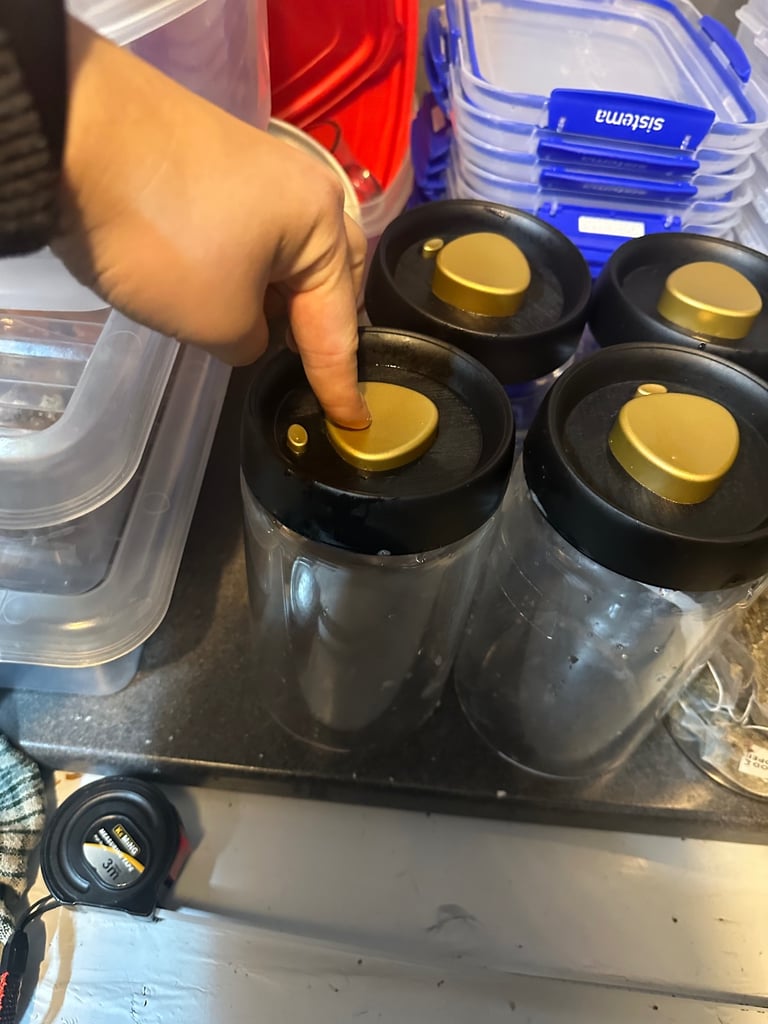 Coffee bean container, tea bag container