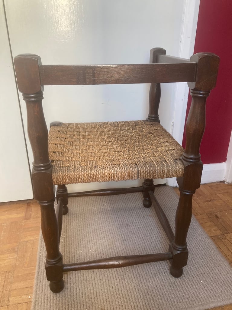 Antique woven rope corner seat. 