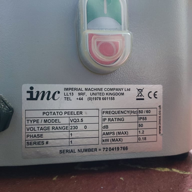 IMC Counter top Potato Peeler / Rumbler VQ 3.5 35kg/h Capacity 3,5kg used