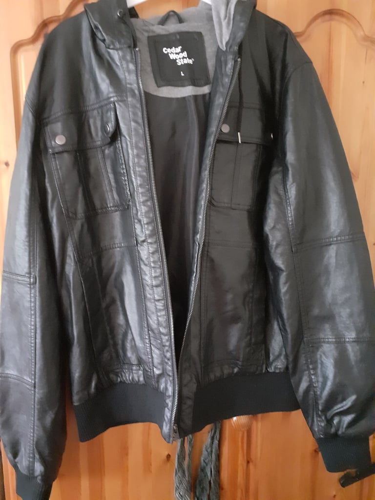image for Soft leather jacket with hood 