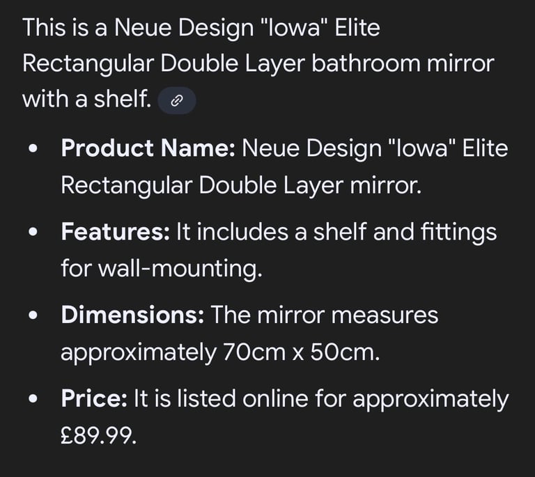 Bathroom Mirror with attached shelf
