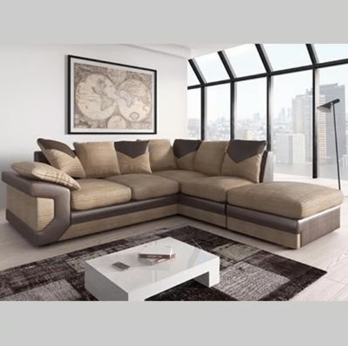 image for Brand New - Dino Brown with Beige Colour Corner Sofa - Right/Left Side