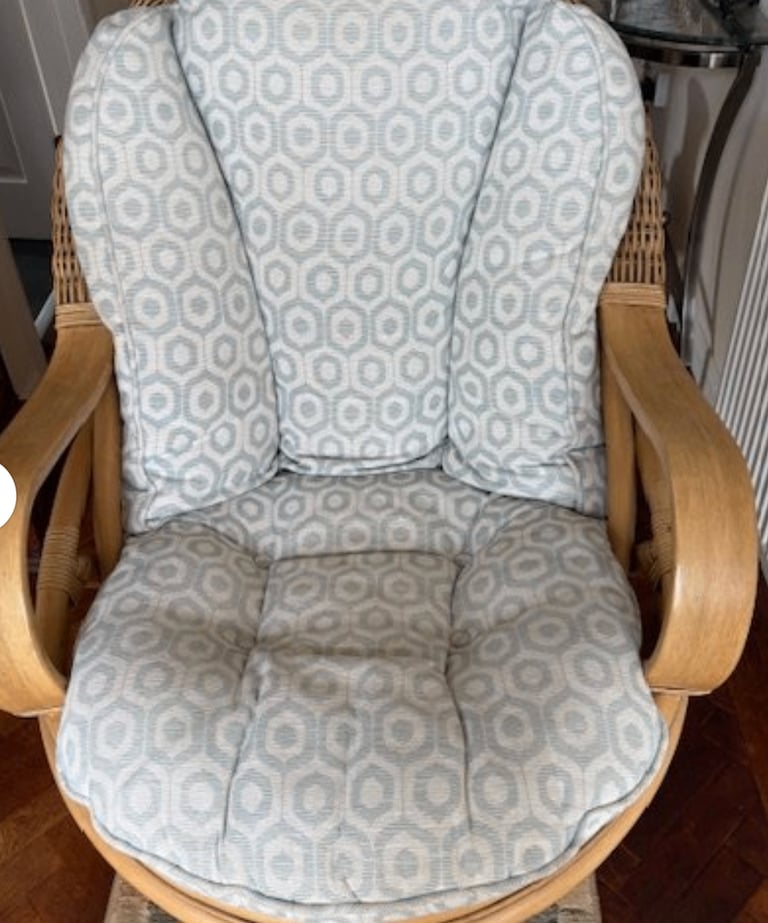 image for Conservatory Swivel Chair with Blue Cushions