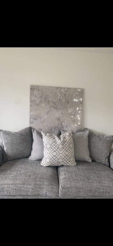 Grey 4 seater sofa and love chair 