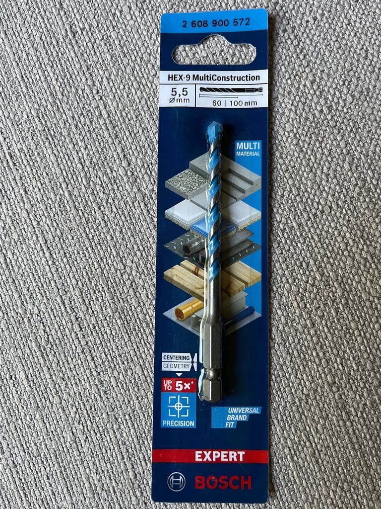 image for New ~ 1 x Bosch Expert HEX-9 Multi Construction Drill Bit 5mm 100mm