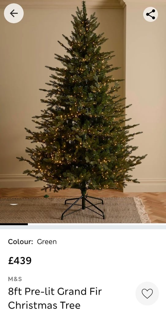 M&S 8 foot prelit Christmas Tree 