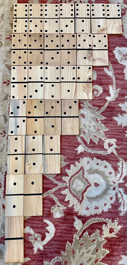  6 Set Large Hand Made Wooden Dominoes Party BBQ Children’s Game