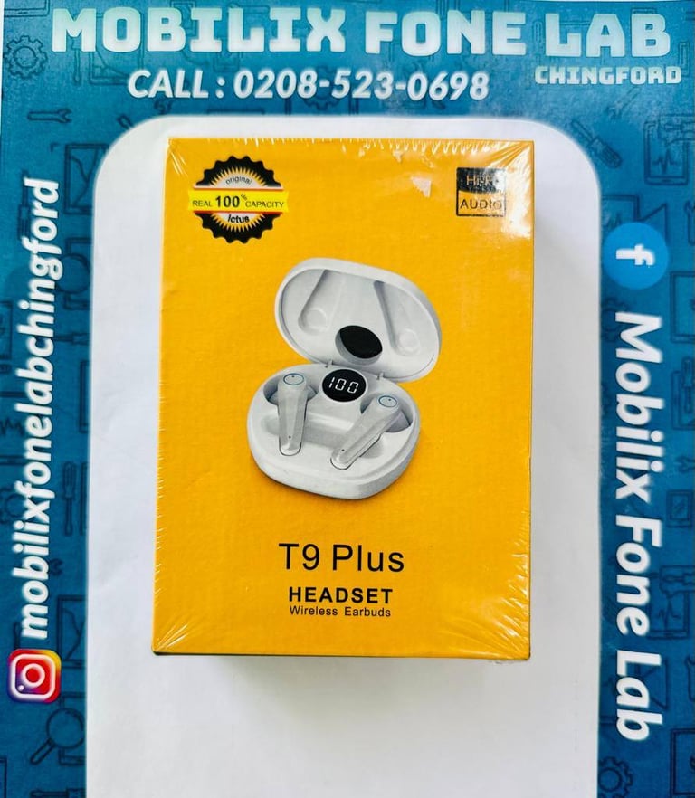 image for Headset TWS T9 Plus Wireless Bluetooth EarPods Earbuds Earphones for iOS and Android Phones