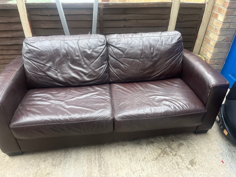 image for Leather brown sofa bed 