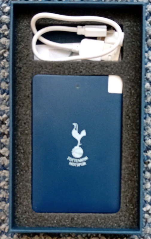 Tottenham hotspur ultra slim portable charging bank.