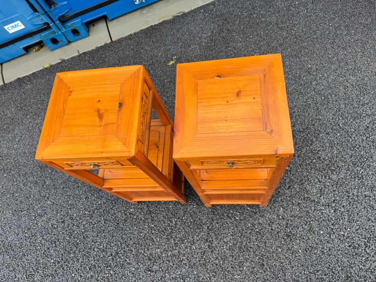 Solid Wood oriental Bedside Cabinets Possible Delivery 31 x 31 and 83 high