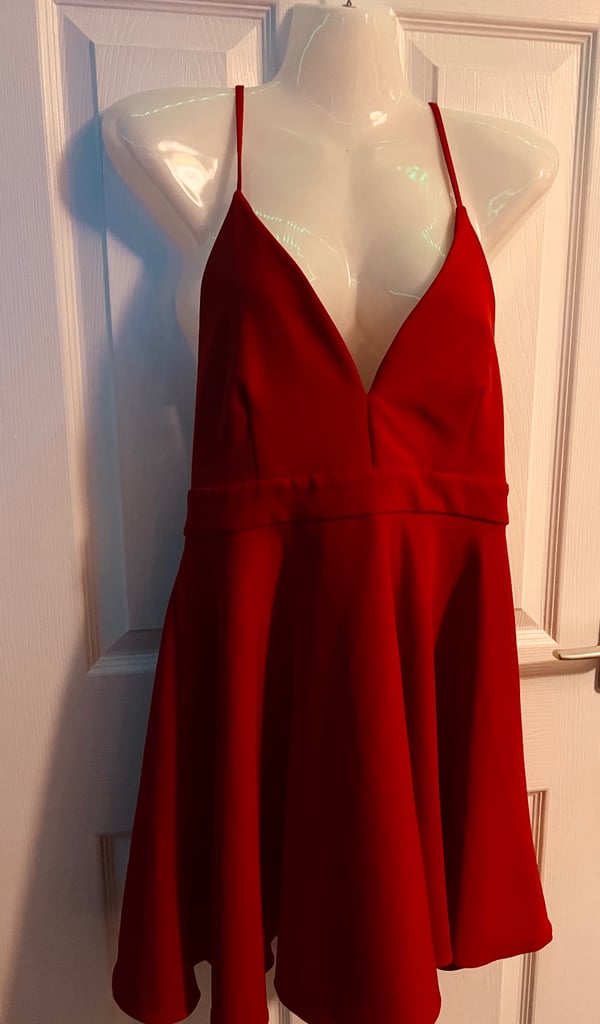 Zara Red Dress Size Uk Medium 