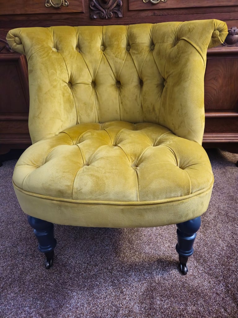 image for Contemporary Mustard Yellow Velvet Occasional Chair on Castors