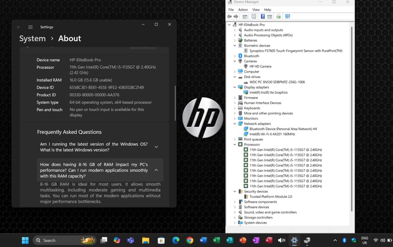 HP ProBook 13 G8 Full Aluminium Pro 11th Gen Laptop 4.20GHz 16GB RAM Win 11 Pro +Office 2021 Pro