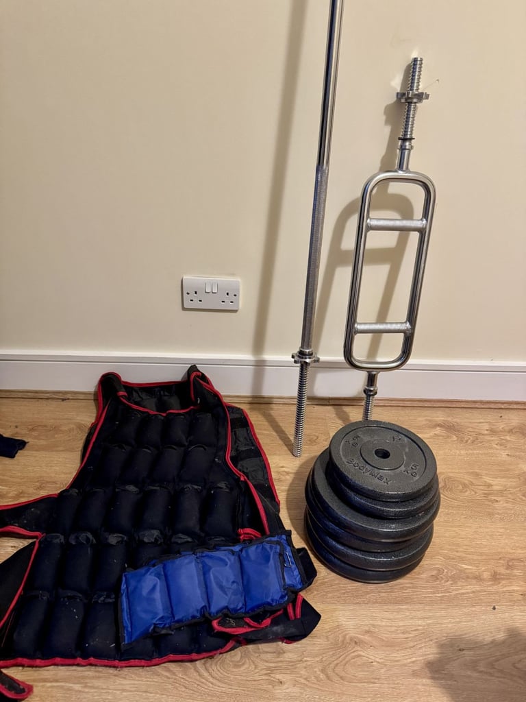 image for Gym Bundle – Brand New Bodymax Plates, Bars, Weighted Vest & Ankle Weights – £220