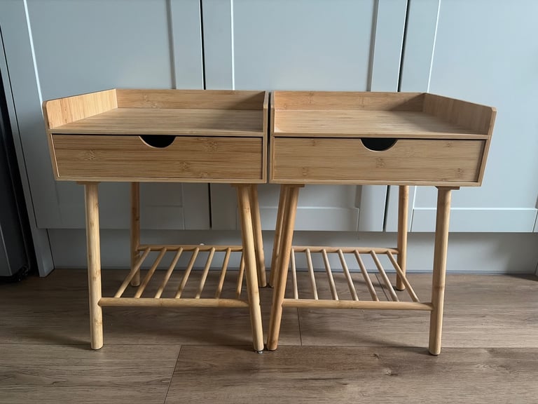2 x bamboo bedside tables