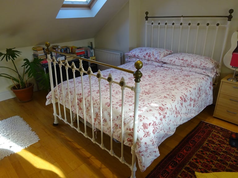 Antique victorian brass and iron double bed