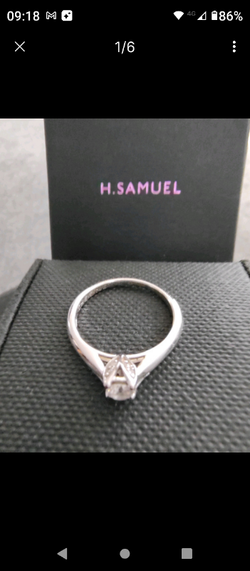 BEAUTIFUL H SAMUEL 9CT WHITE GOLD .25CT DIAMOND RING COST £799 NEW ORI