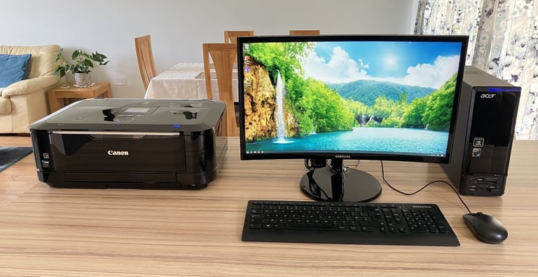 image for Acer Computer PC with 22 inch curved HD monitor, SSD drive, WiFi and free printer