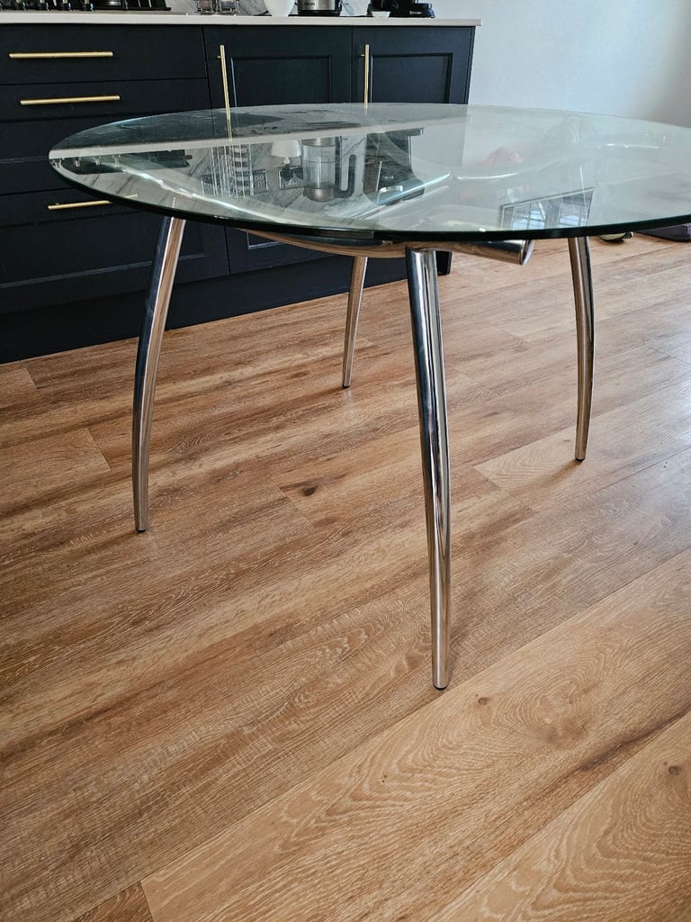 Round Glass Table with Chrome legs