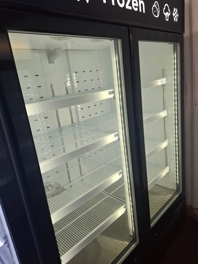 Commercial upright display glass fridge or freezer cafe shop restaurant supermarket 