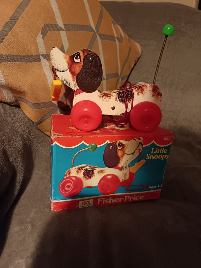 Vintage Fisher price pull along dog original NEW Old stock