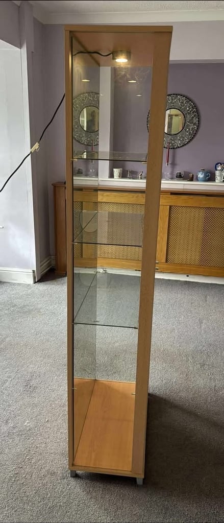 Glass Display Cabinet with Mirrored Back