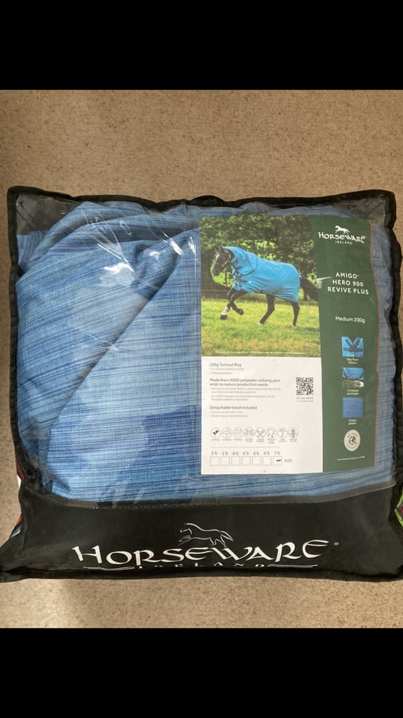 New Horseware Ireland Amigo Hero 900 Revive Plus 200g Ocean Blue 7'0 