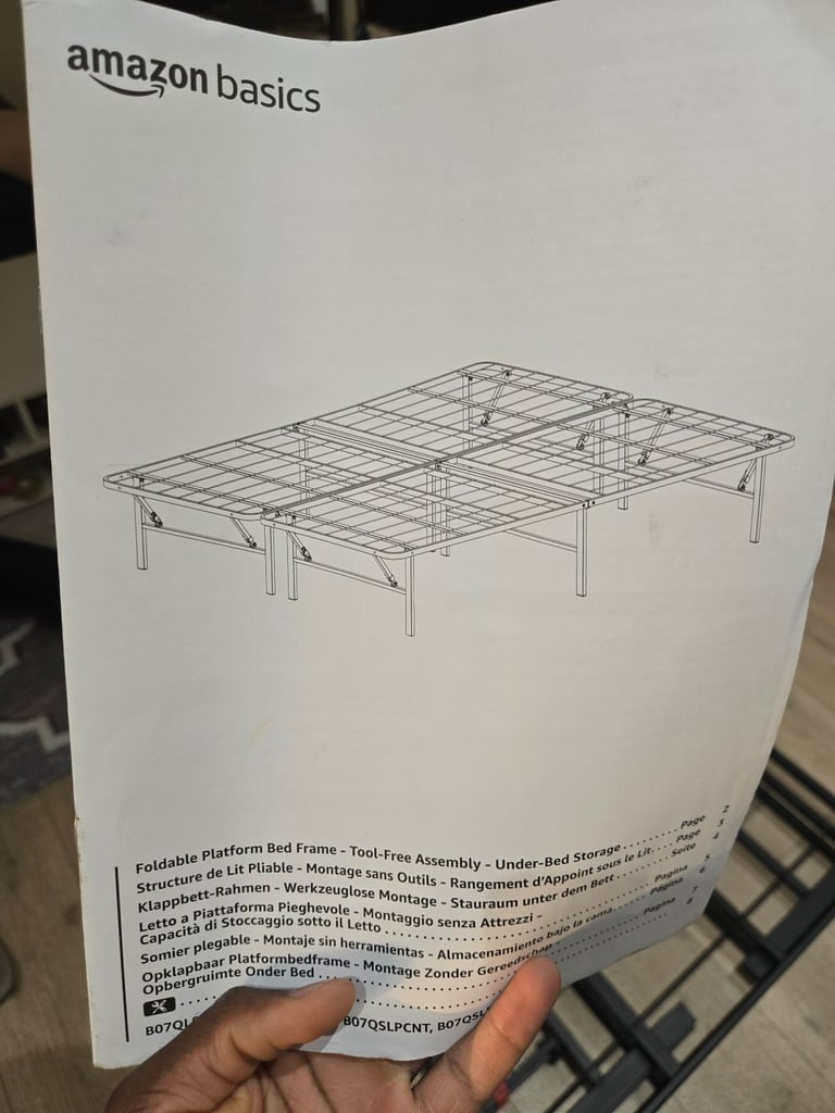 Brand new foldable platform bed frame with under bed storage (90cm x 190cm)