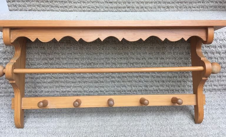image for SCANDINAVIAN RUSTIC PINE WALL TOWEL RACK - 47.5XH23 CM