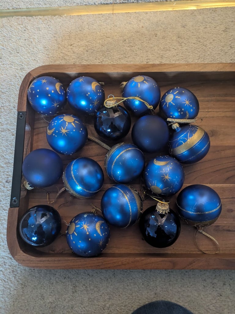 image for 17 x baubles, blue and gold 