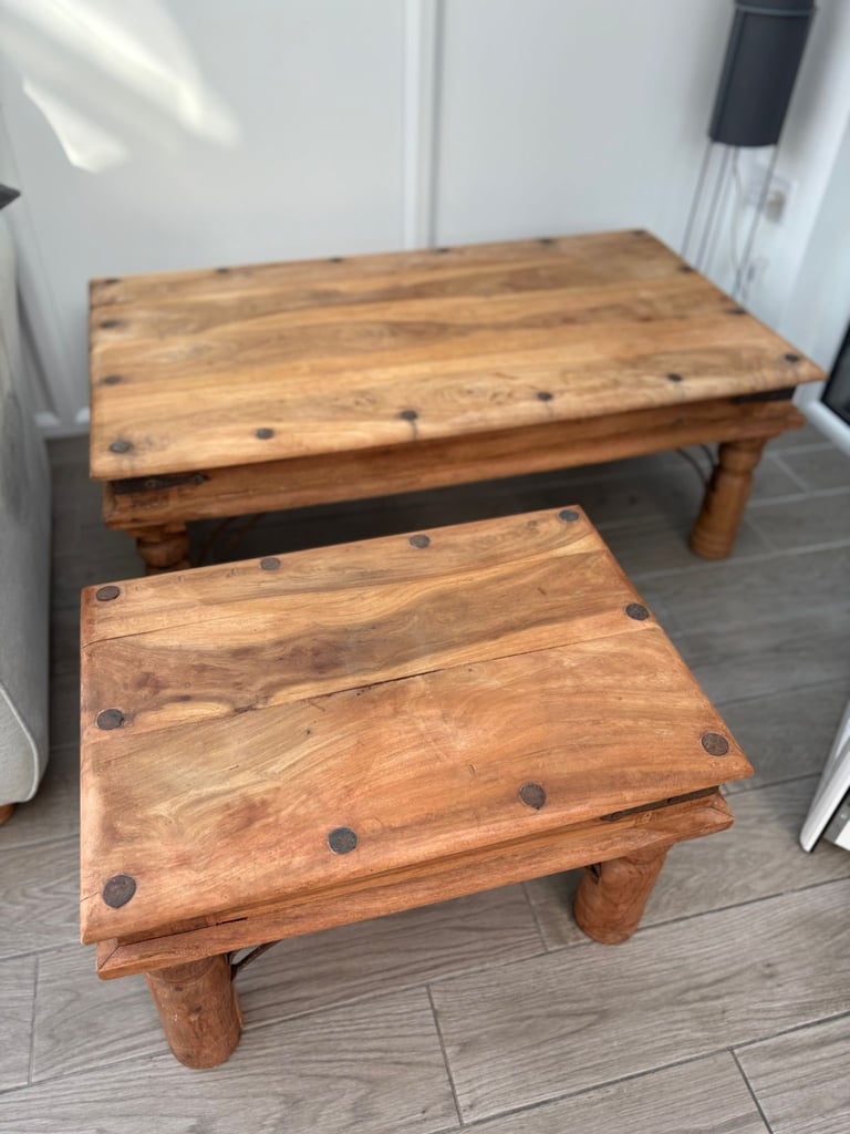 Two Indian Mahogany Solid Wood Coffee Tables 