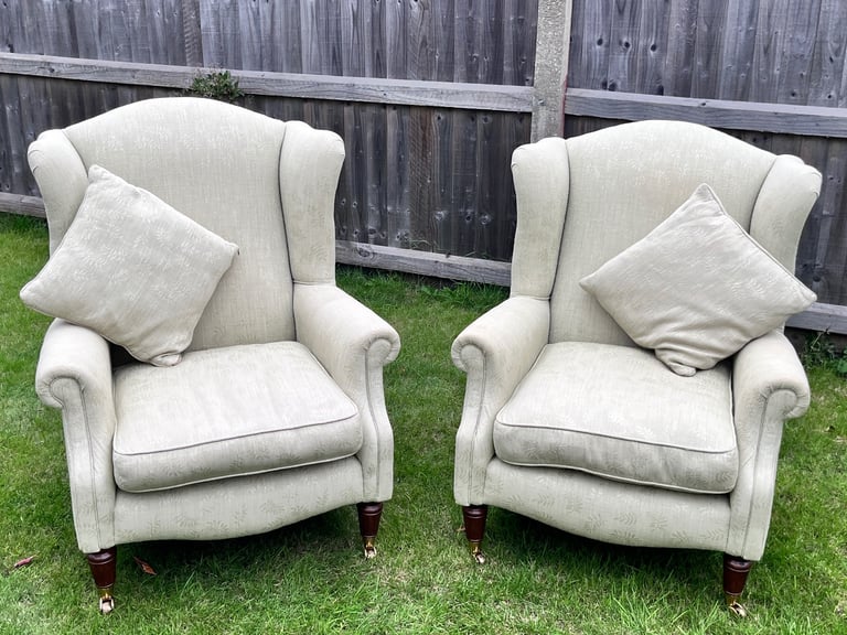 Laura Ashley 2 Seater Sofa 2 Wingback Chairs & Storage Footstool Possible Delivery 
