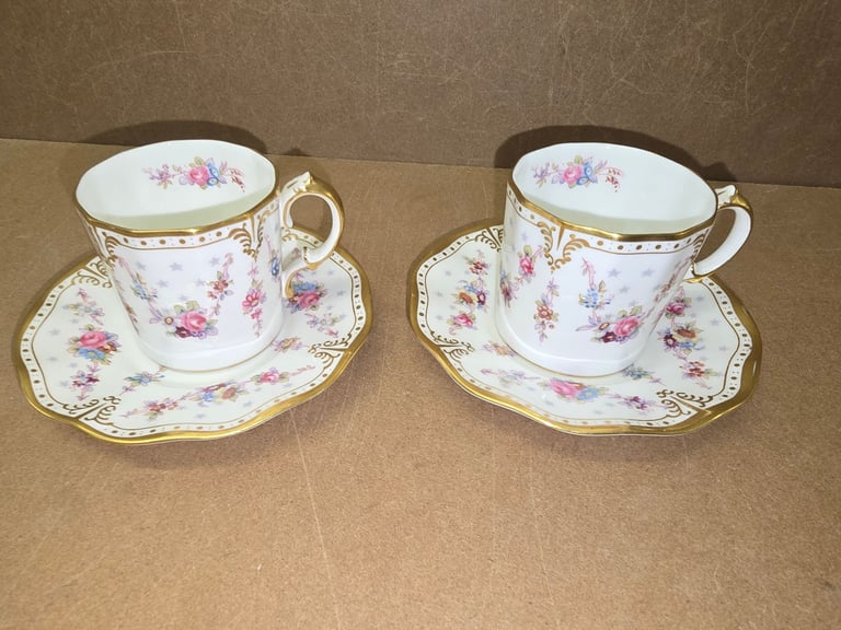 image for 2 x Royal Crown Derby Royal Antoinette Coffee Can and Saucer