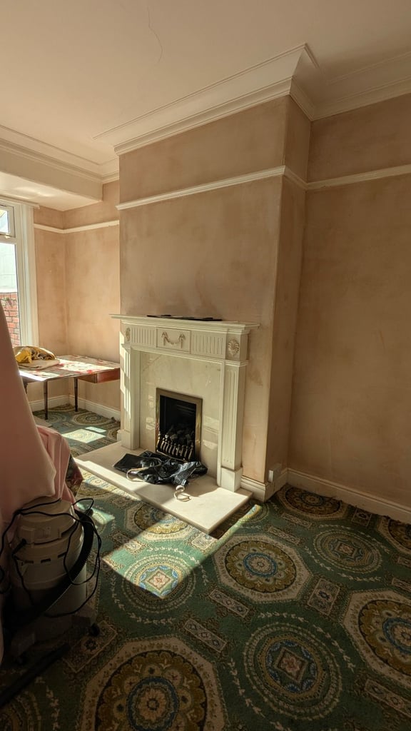 Marble fire hearth and backpanel