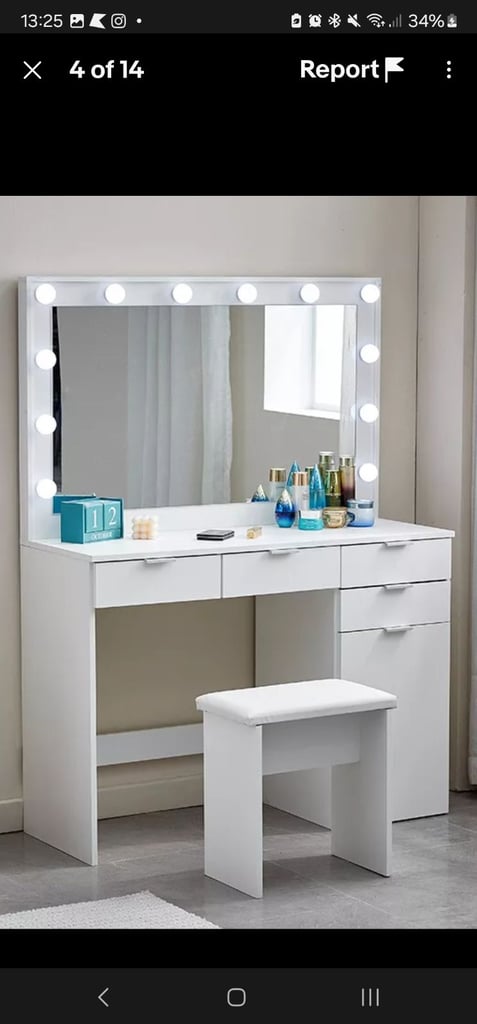 image for Vanity table with mirror and lights 
