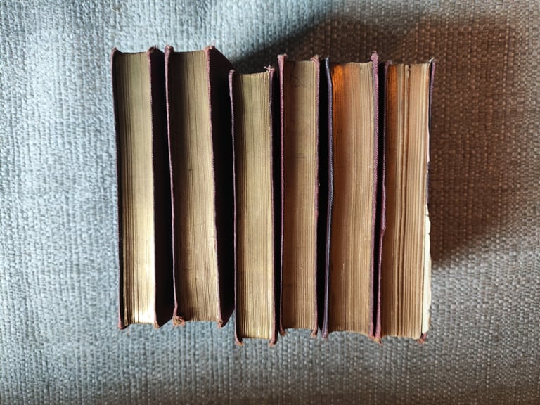 6 x Antique Books, 1876, Poetic Works Of Sir Walter Scott - Hardback, Handy Ed