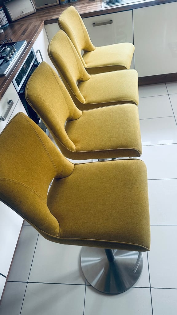 Mustard swivel gas lift bar stools / dining stool chair