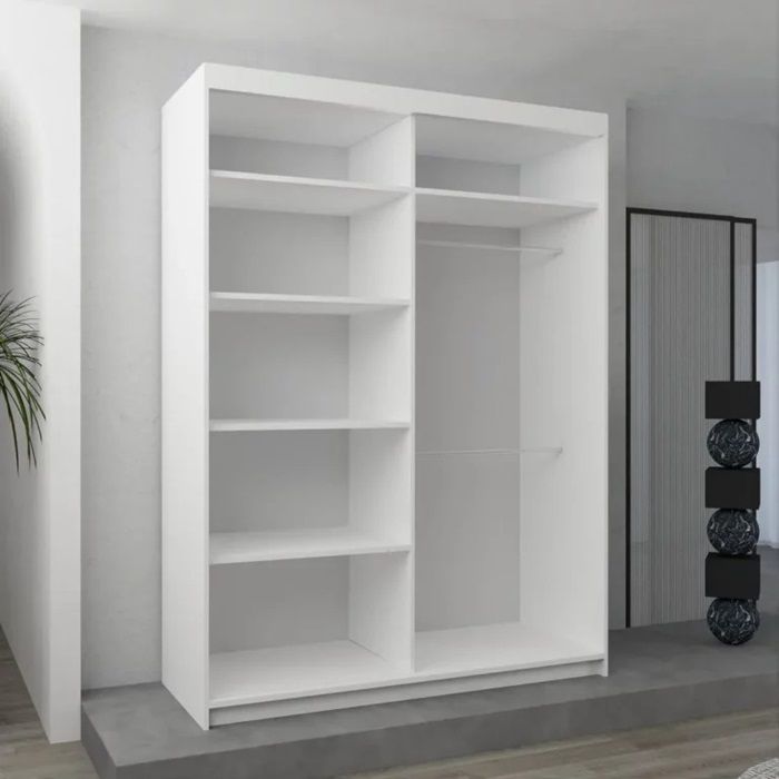 Brand New - Nicole Mirror Sliding Door Wardrobe White - SAME/NEXT DAY DELIVERY