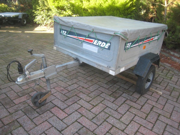 Erde 122 trailer, Flat cover and jockey wheel. New wheel bearings.