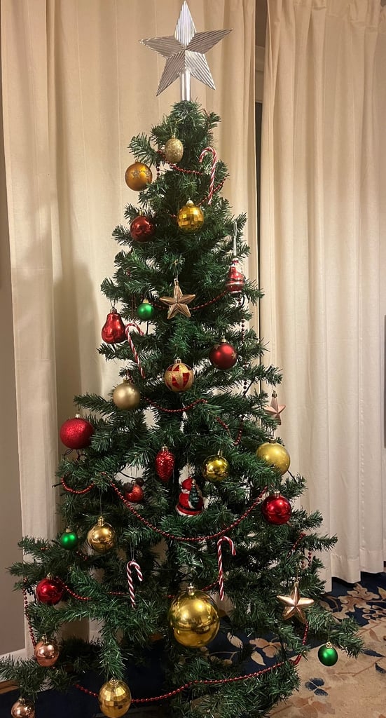 6 foot pre-lit Christmas tree with decorations