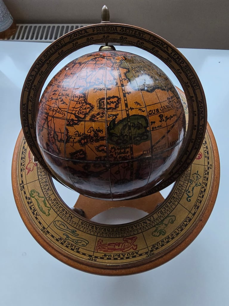 image for Vintage Mini Ancient Inspired Globe Dottor Zivago Carillon Svizerro About 14cm Diameter